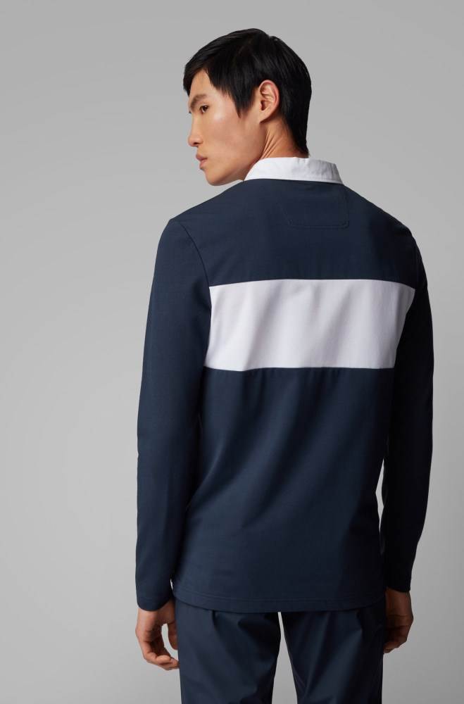 Hugo Boss Long-sleeved polo shirt Mørke Blå | jto9Llp5