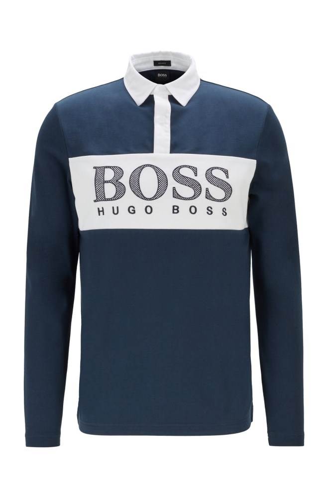 Hugo Boss Long-sleeved polo shirt Mørke Blå | jto9Llp5