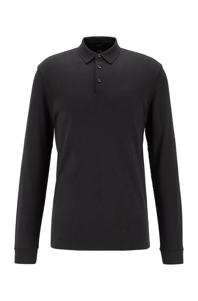 Hugo Boss Long-sleeved polo shirt Svarte | nWs26881