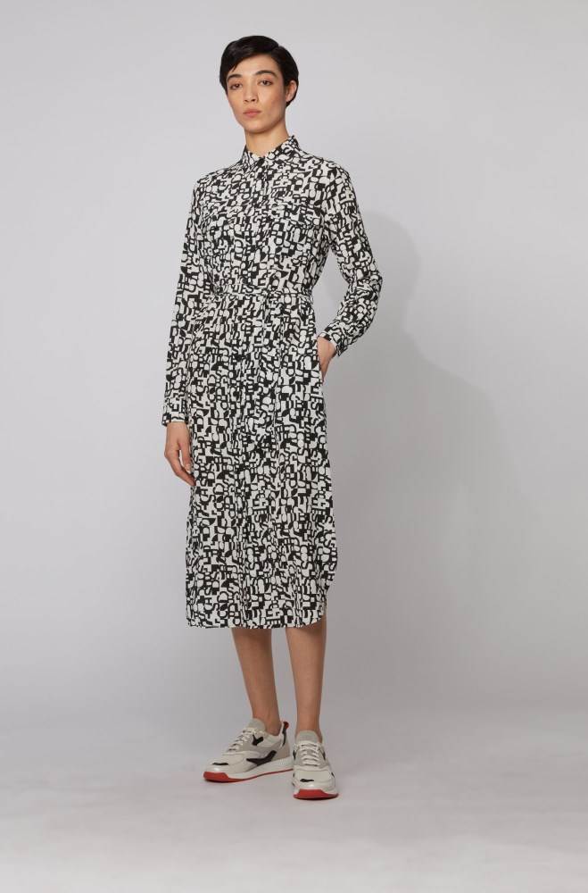 Hugo Boss Long-sleeved shirt dress Patterned | BAp4KyYr