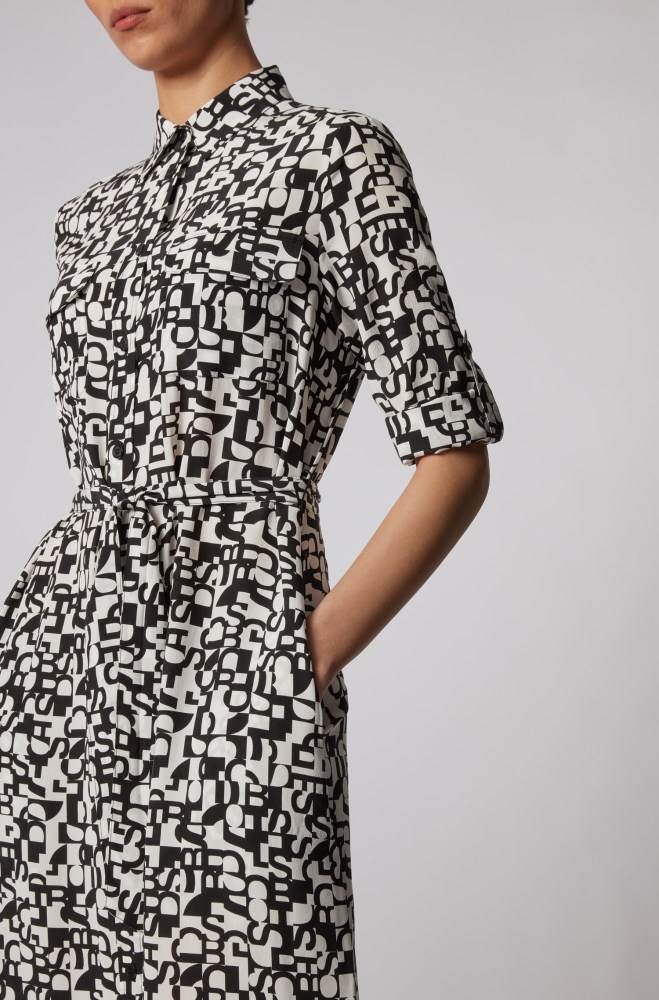 Hugo Boss Long-sleeved shirt dress Patterned | BAp4KyYr