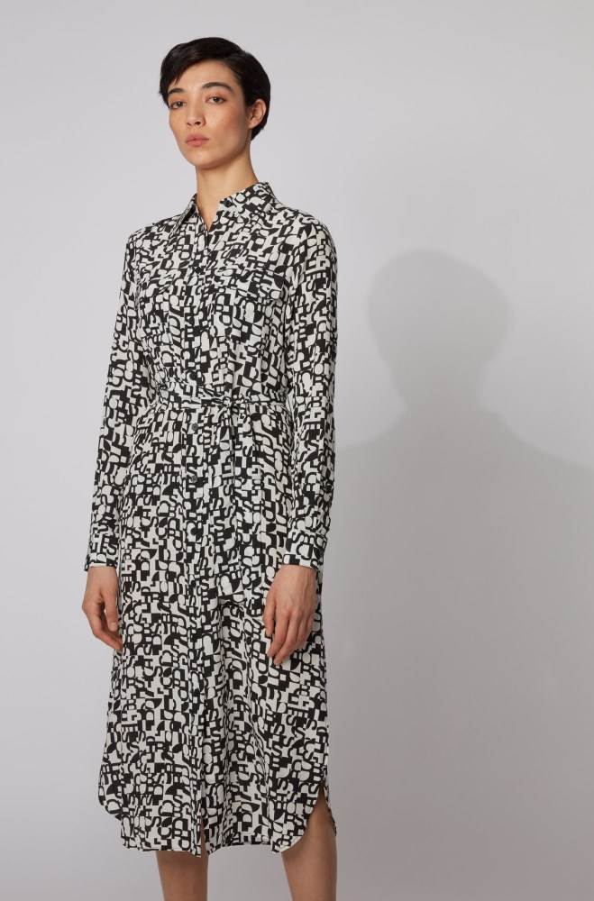 Hugo Boss Long-sleeved shirt dress Patterned | BAp4KyYr