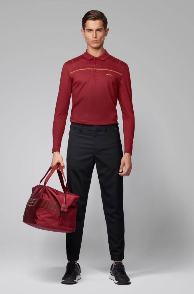 Hugo Boss Long-sleeved slim-fit polo shirt Rød | SQVphWIm