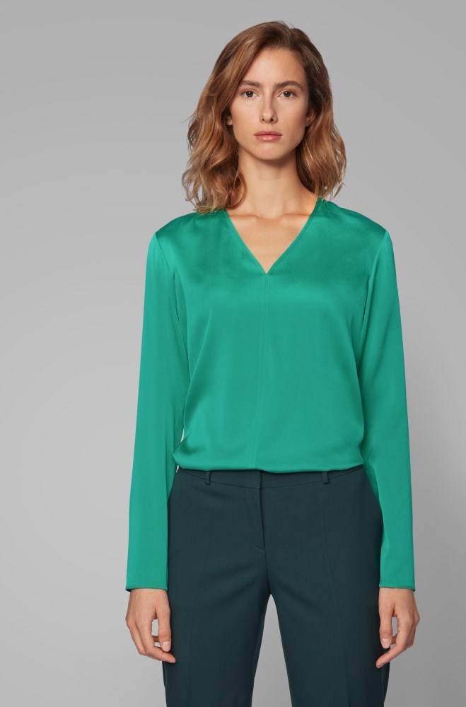 Hugo Boss Long-sleeved top Grønn | pqkJt1Nx