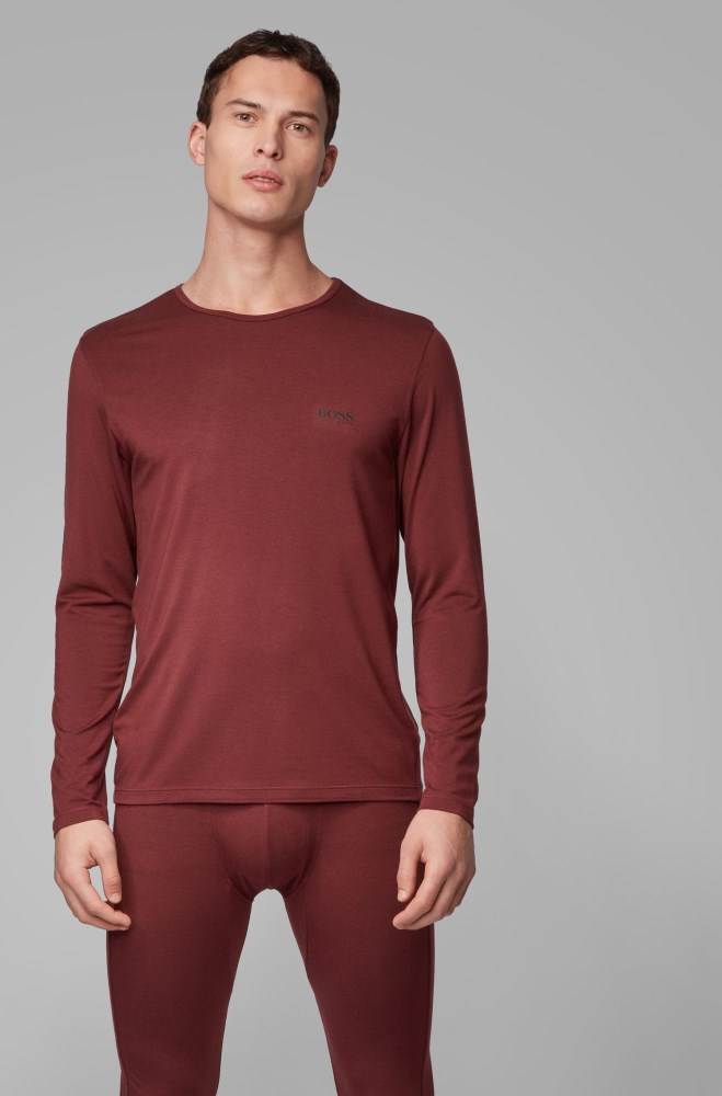 Hugo Boss Long-sleeved underwear T-shirt Mørke Rød | sqLPr3ip