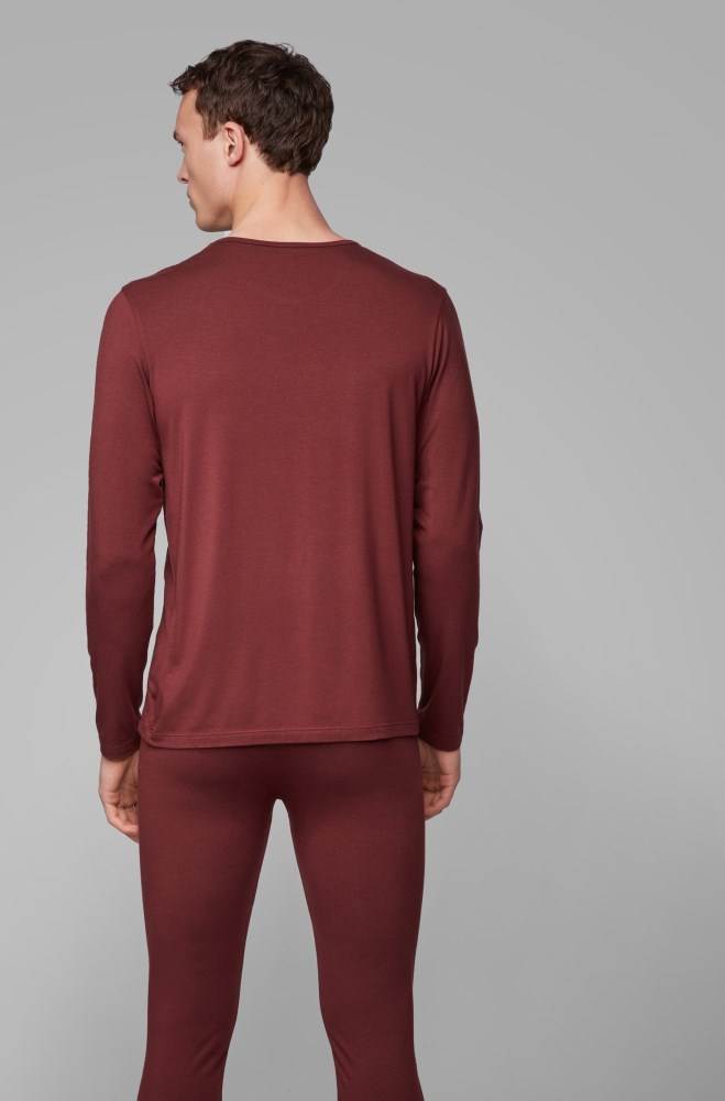 Hugo Boss Long-sleeved underwear T-shirt Mørke Rød | sqLPr3ip