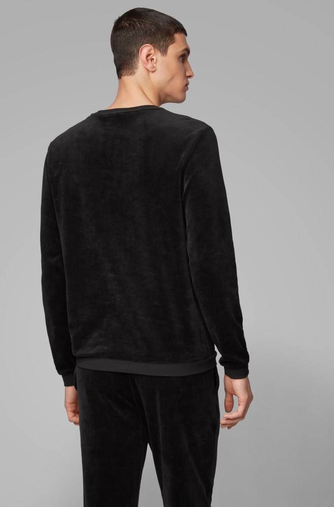 Hugo Boss Lounge logo sweatshirt Svarte | tWNKIbcP