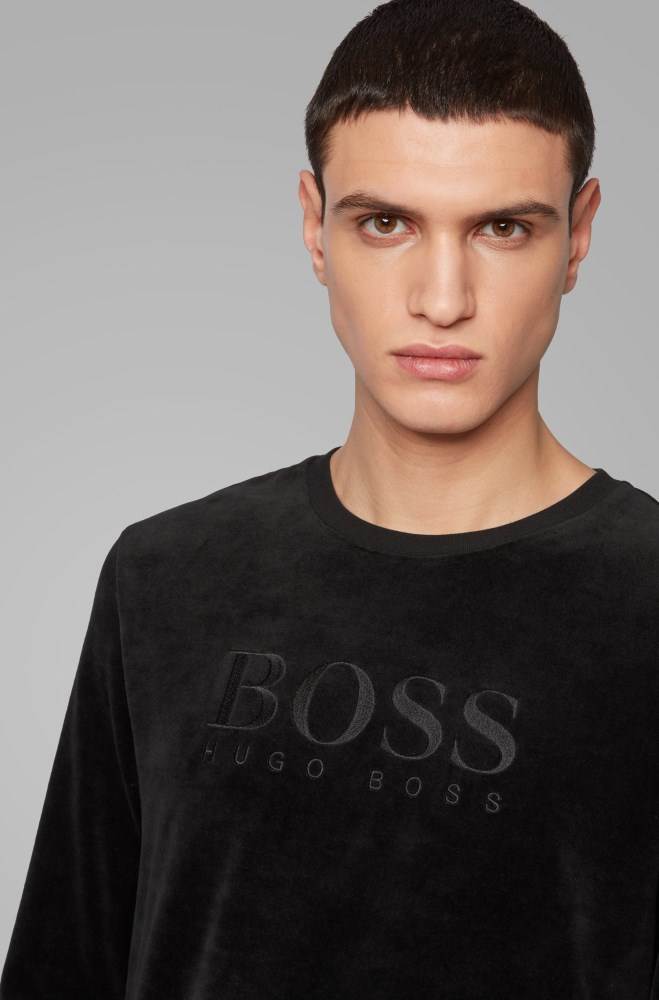 Hugo Boss Lounge logo sweatshirt Svarte | tWNKIbcP