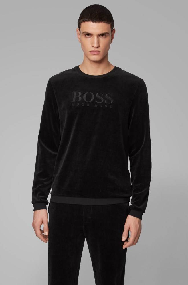 Hugo Boss Lounge logo sweatshirt Svarte | tWNKIbcP