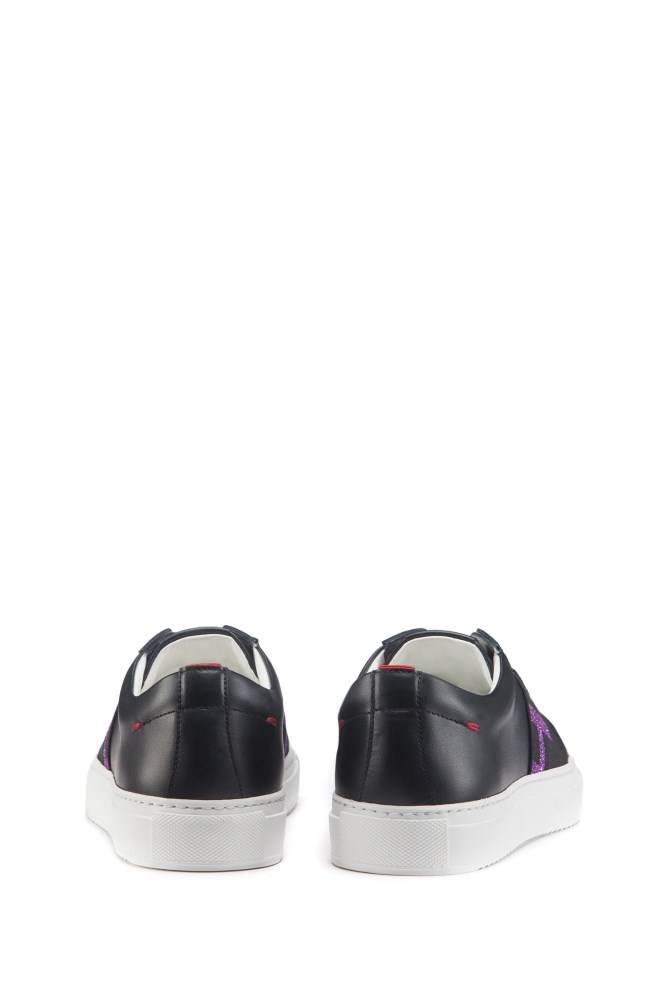 Hugo Boss Low-top Italian leather trainers Svarte | a29ApDpl