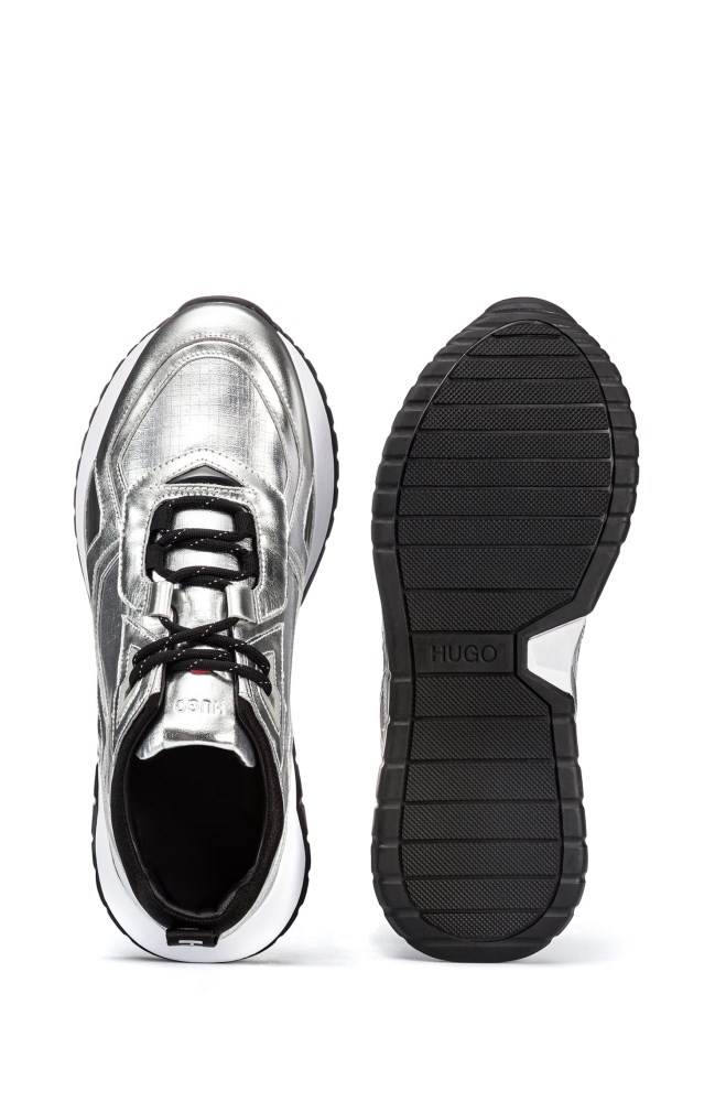 Hugo Boss Lær and nylon trainers Sølv | pGkPOcib