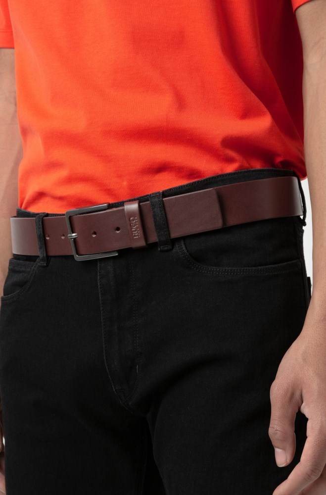 Hugo Boss Lær belt Mørke Brune | bEtDh84T