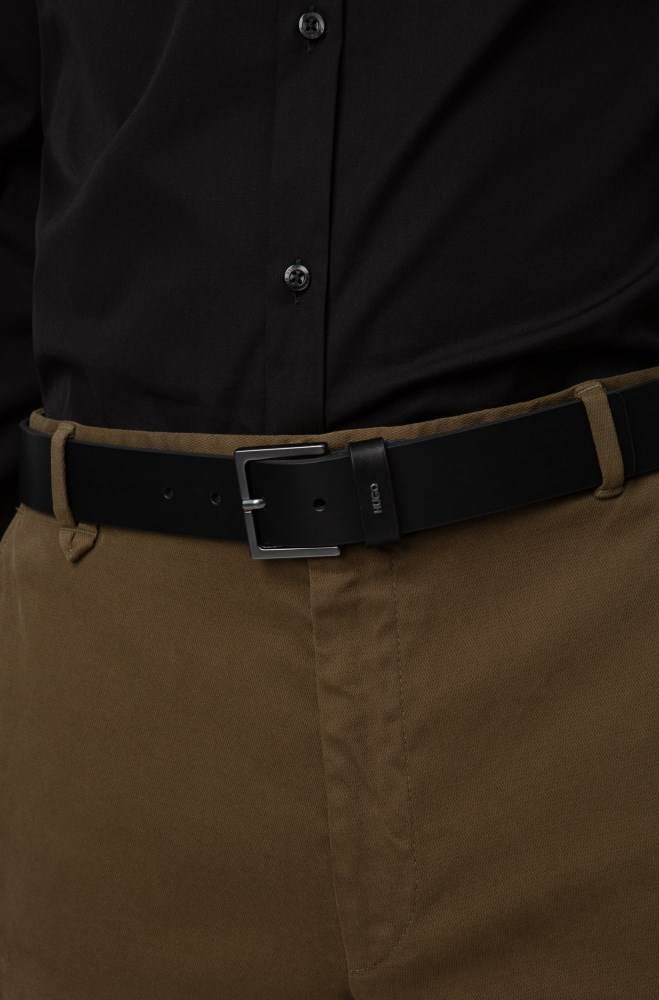 Hugo Boss Lær belt Svarte | x69hCYm2