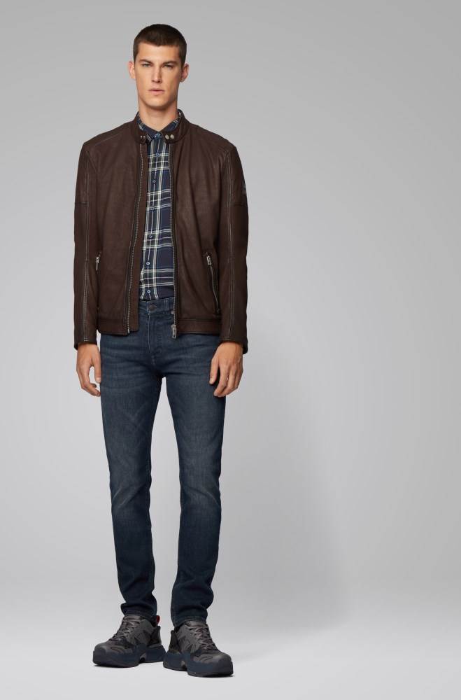 Hugo Boss Lær jacket Mørke Brune | PCyFns4P