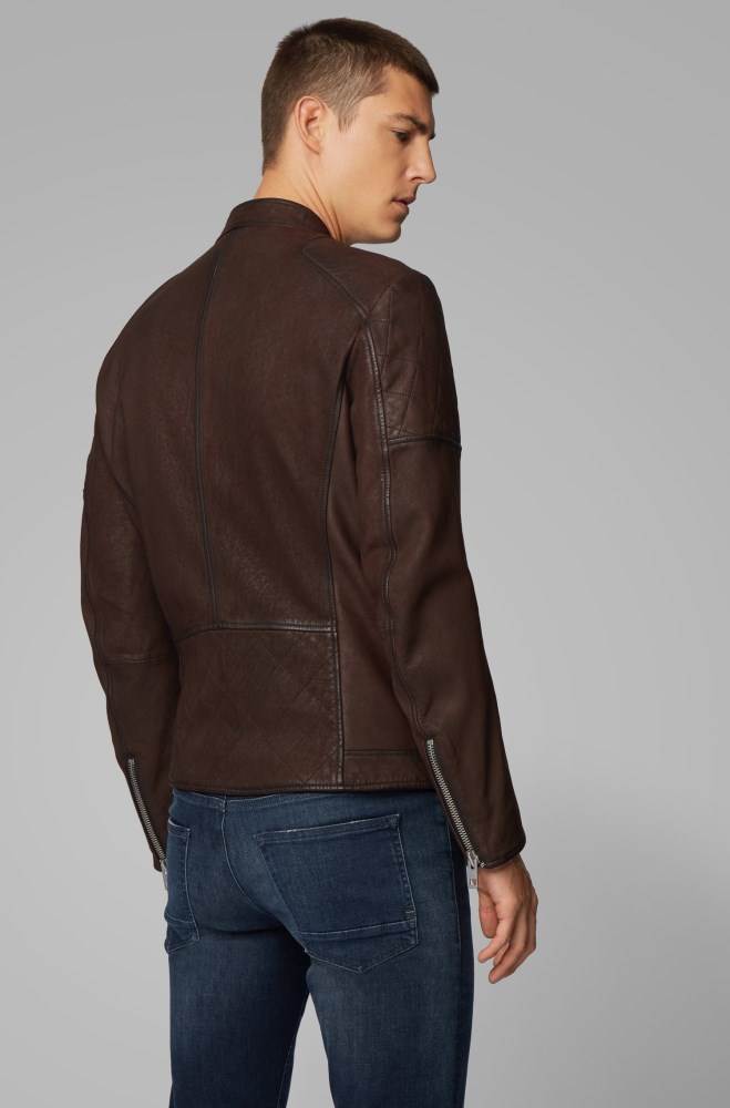 Hugo Boss Lær jacket Mørke Brune | PCyFns4P