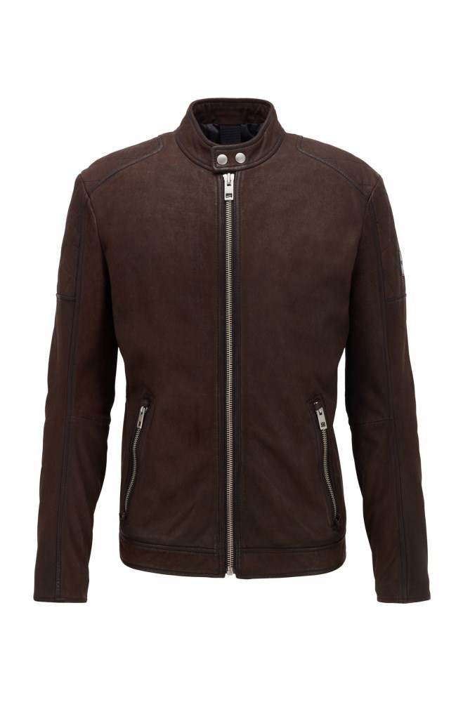 Hugo Boss Lær jacket Mørke Brune | PCyFns4P