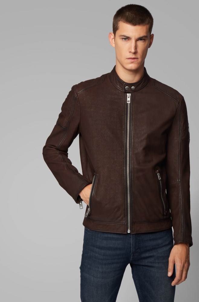 Hugo Boss Lær jacket Mørke Brune | vmHPIP6w