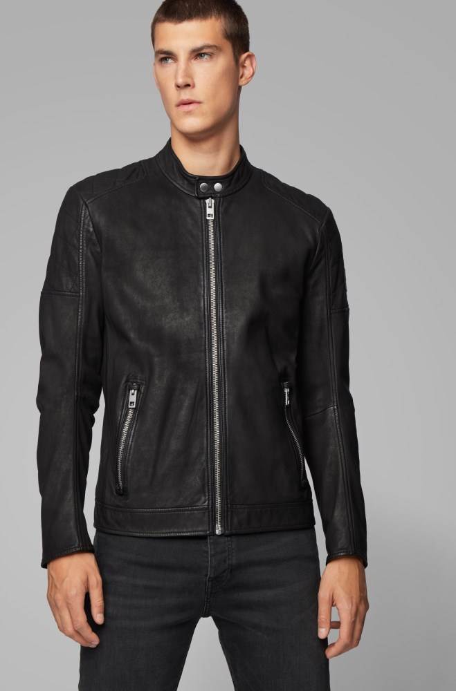 Hugo Boss Lær jacket Svarte | 6pH997yH