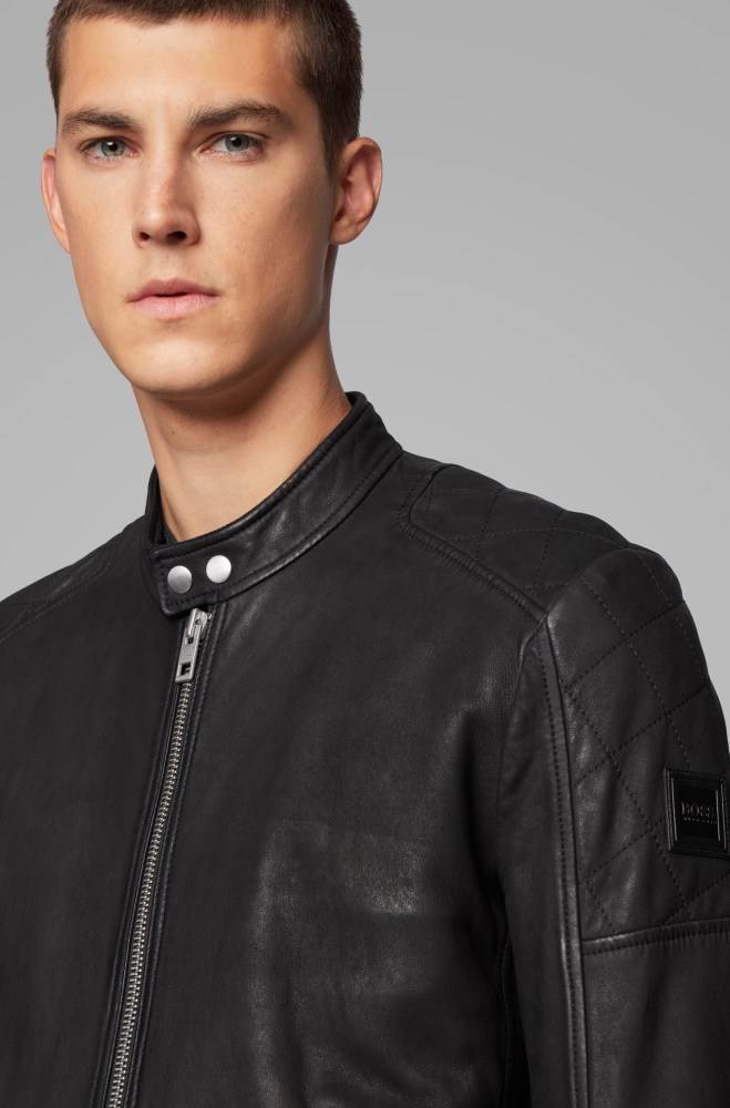 Hugo Boss Lær jacket Svarte | e0RuSpnj