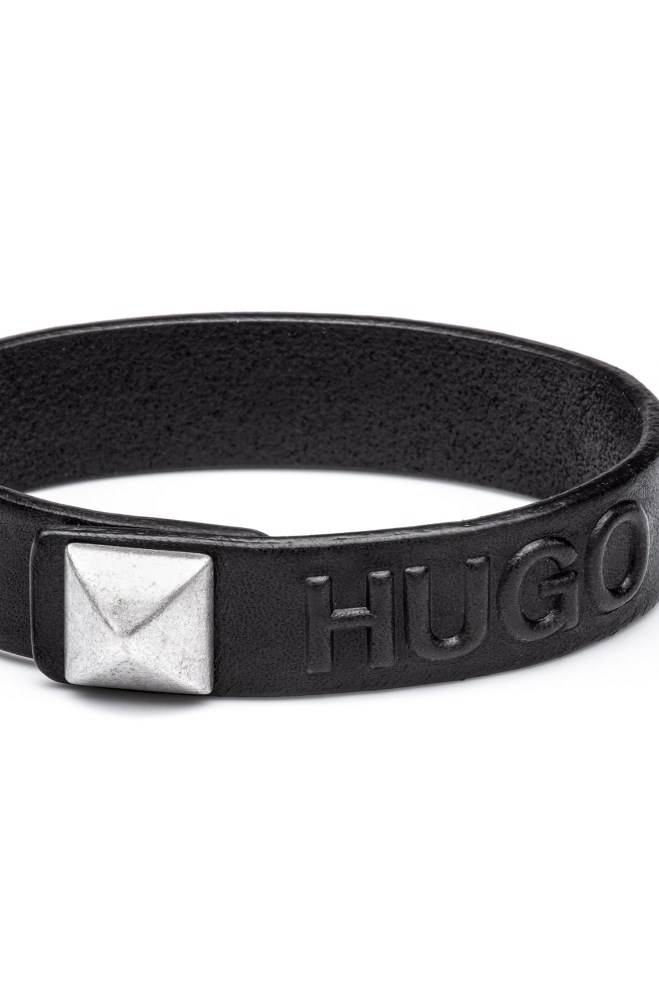 Hugo Boss Lær logo cuff Svarte | XQ3QxLeD