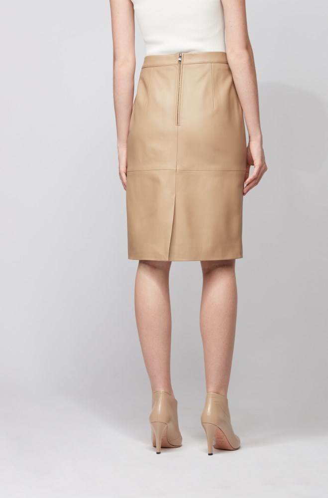 Hugo Boss Lær pencil skirt Beige | cXUf7fCR