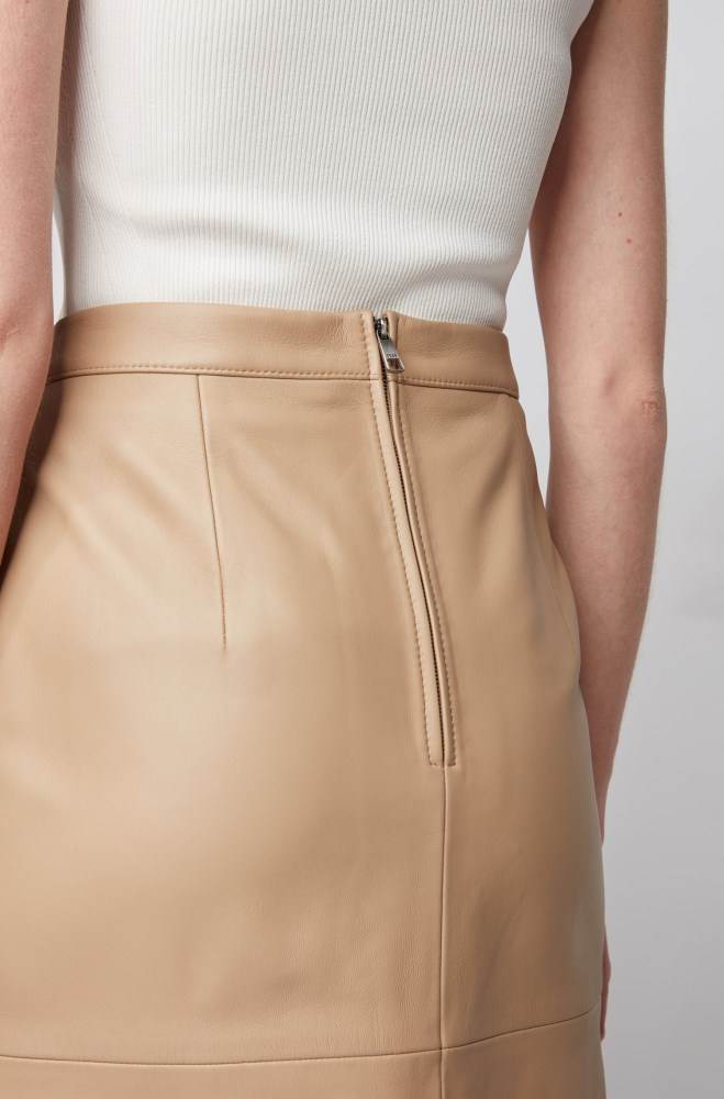 Hugo Boss Lær pencil skirt Beige | cXUf7fCR