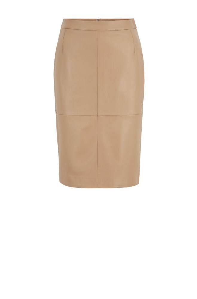 Hugo Boss Lær pencil skirt Beige | cXUf7fCR