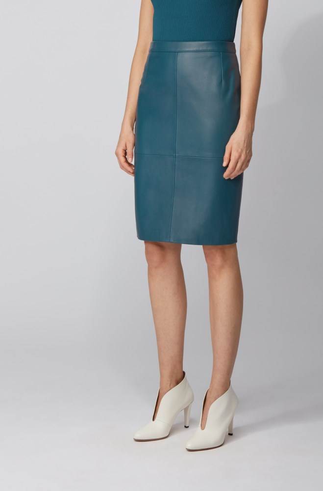 Hugo Boss Lær pencil skirt Blå | mL7NGlu5