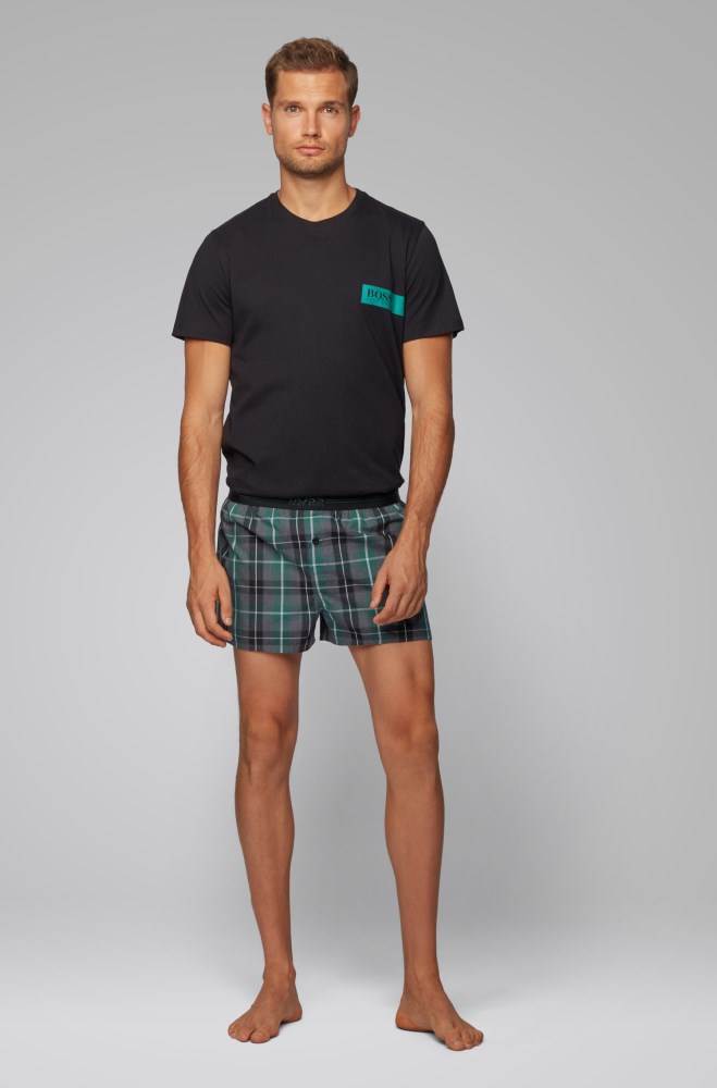 Hugo Boss Melange-check pyjama shorts Mørke Grå | 1d2kh8mb