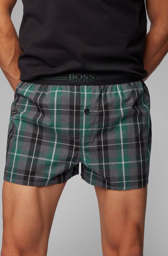 Hugo Boss Melange-check pyjama shorts Mørke Grå | 1d2kh8mb