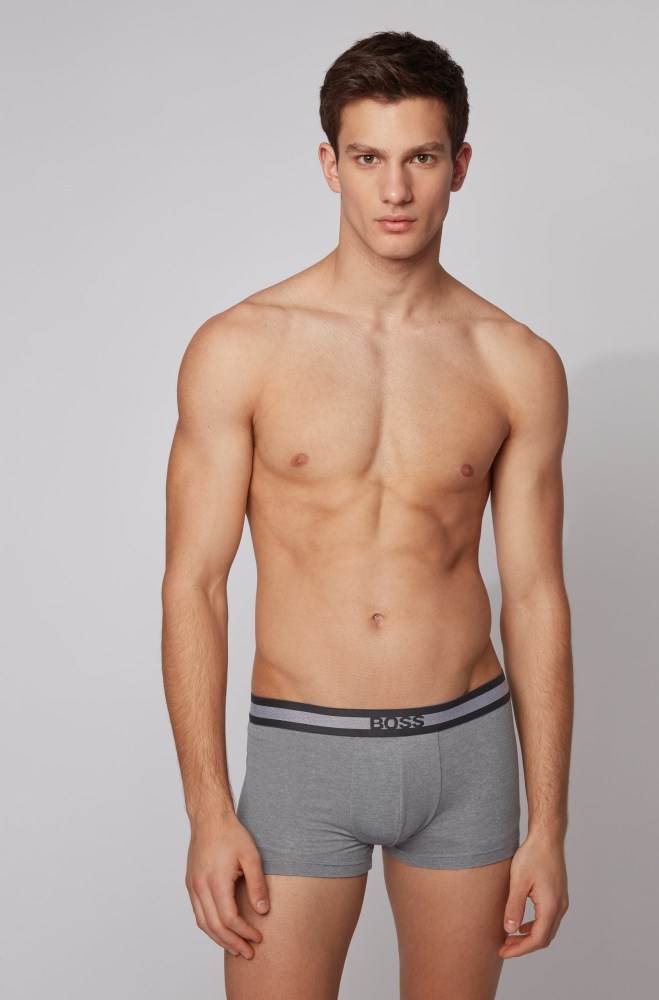 Hugo Boss Melange cotton-blend jersey trunks Mørke Blå | 6vBCTkCW