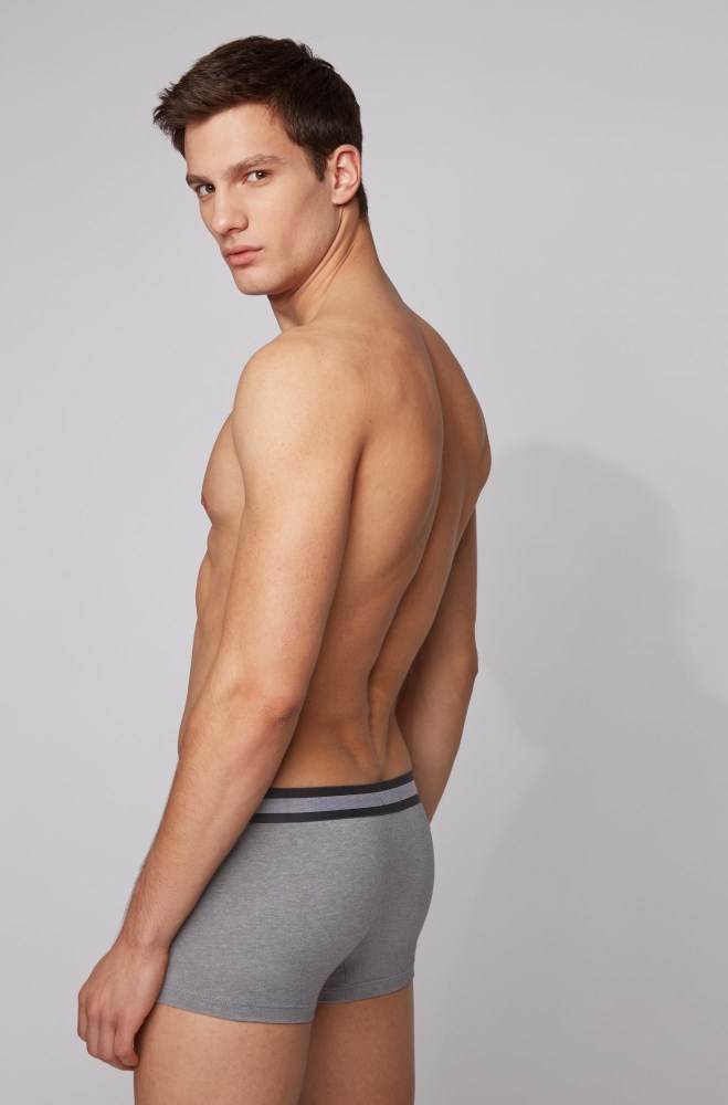 Hugo Boss Melange cotton-blend jersey trunks Mørke Blå | 6vBCTkCW