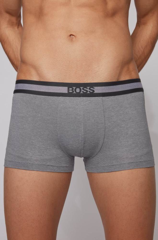 Hugo Boss Melange cotton-blend jersey trunks Mørke Blå | 6vBCTkCW