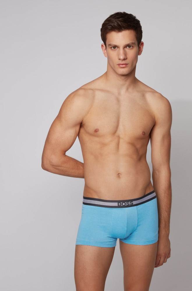 Hugo Boss Melange cotton-blend jersey trunks Blå | WdQlgm1N