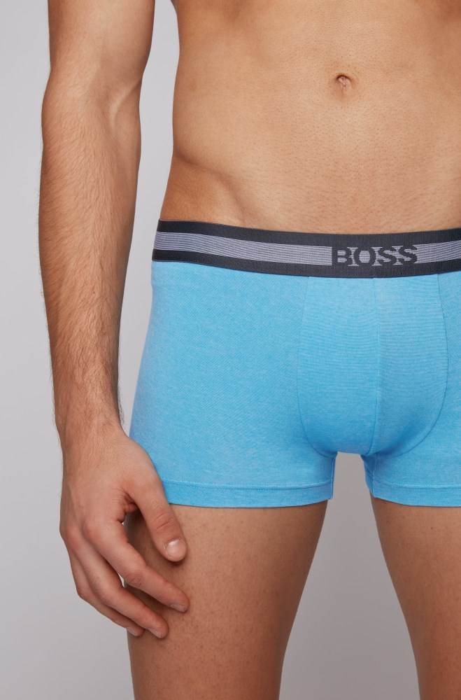 Hugo Boss Melange cotton-blend jersey trunks Blå | WdQlgm1N