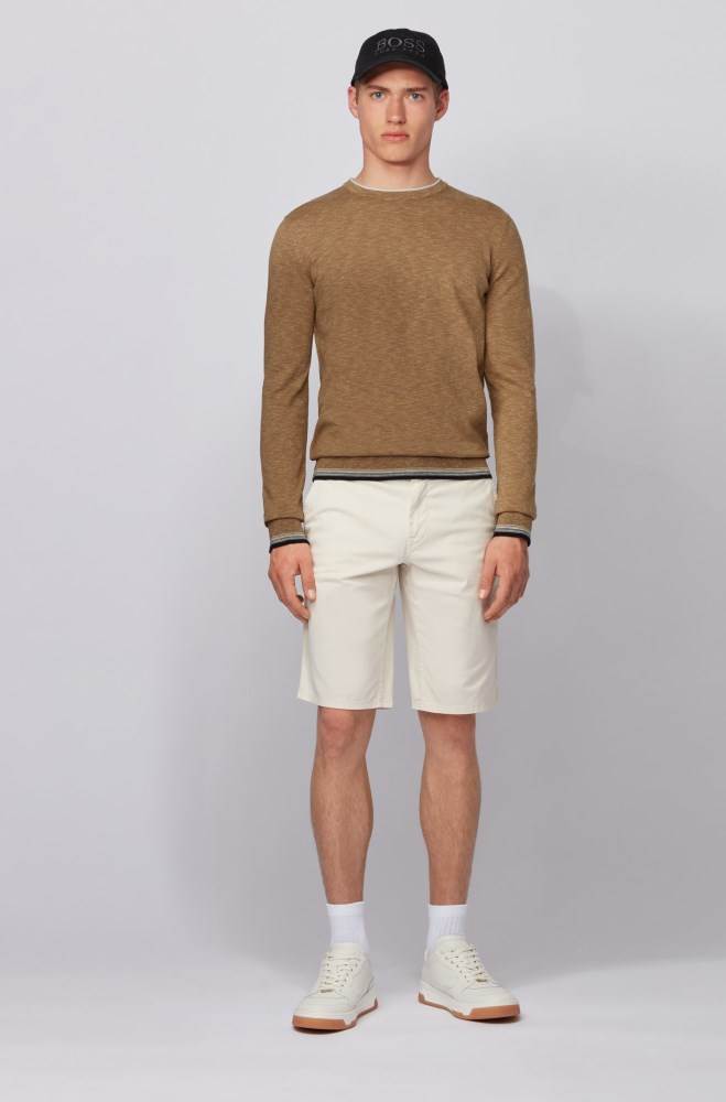 Hugo Boss Melange-cotton sweater Beige | NZMtmr1p