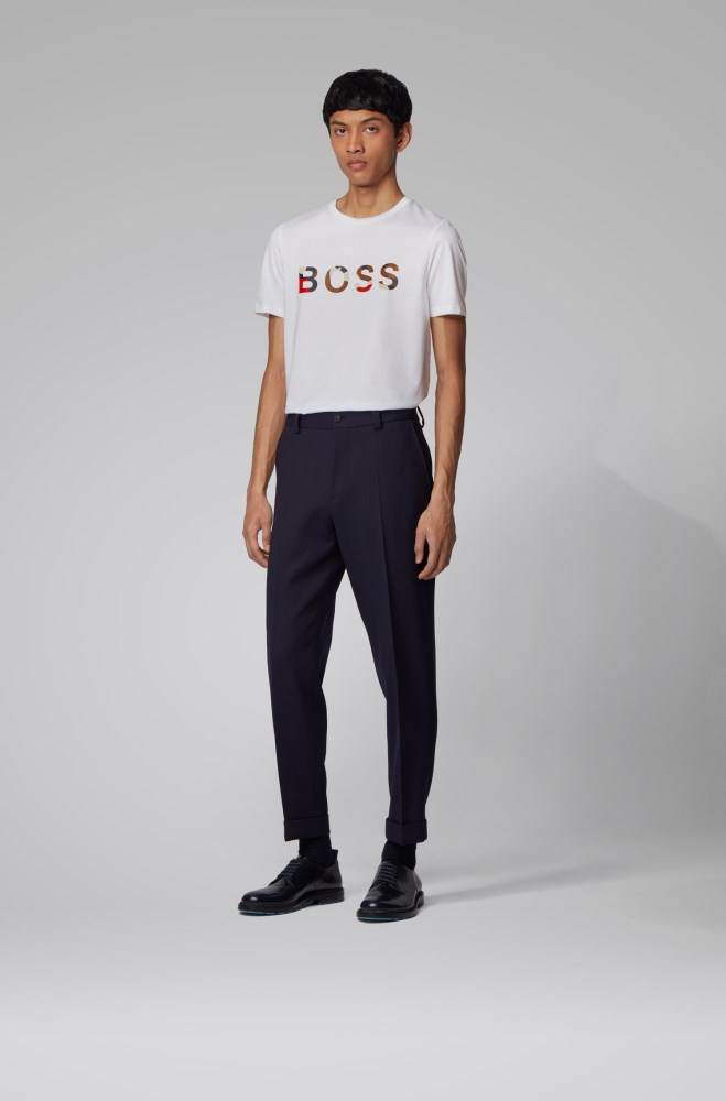 Hugo Boss Mercerised-cotton T-shirt Hvite | Y6f0MfcY