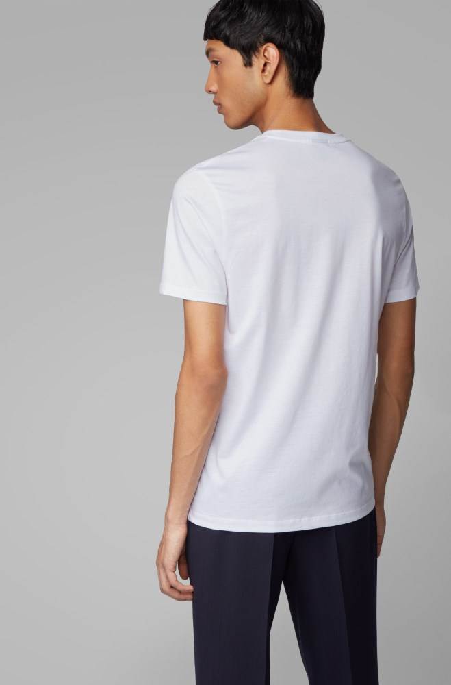 Hugo Boss Mercerised-cotton T-shirt Hvite | Y6f0MfcY