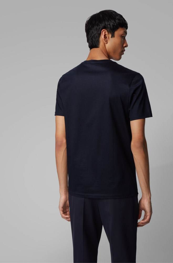 Hugo Boss Mercerised-cotton T-shirt Mørke Blå | JVT6nlY6