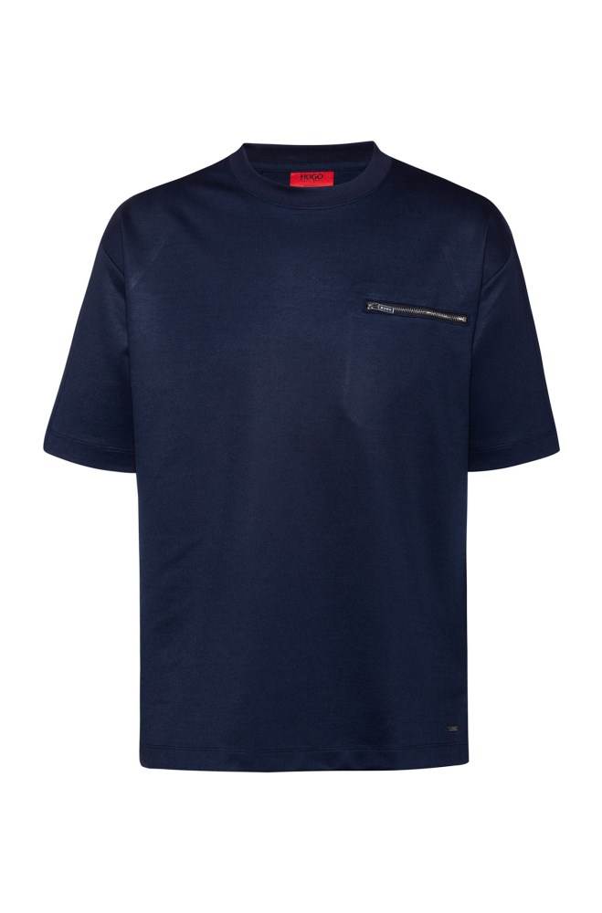 Hugo Boss Mercerised cotton-blend T-shirt Mørke Blå | zMbofQ2v