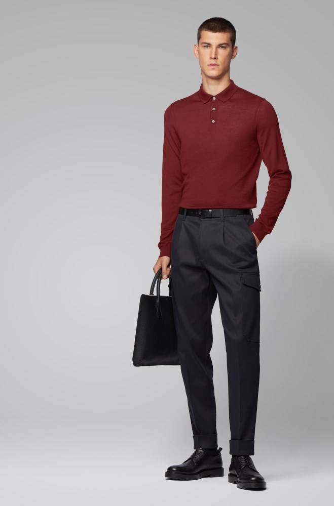 Hugo Boss Merino-wool sweater Mørke Rød | bB2B0ubG