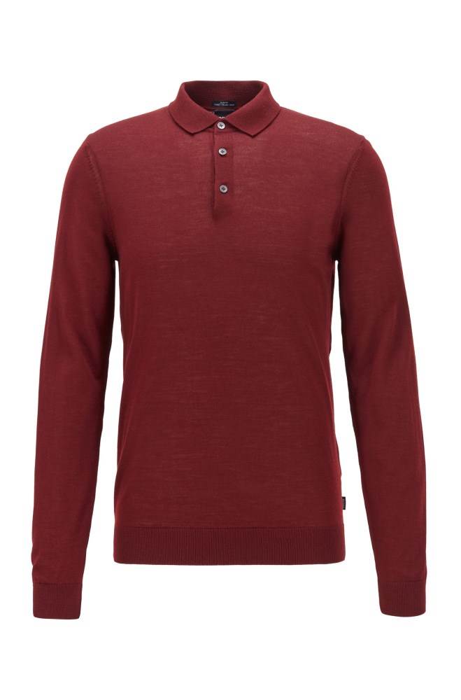 Hugo Boss Merino-wool sweater Mørke Rød | bB2B0ubG