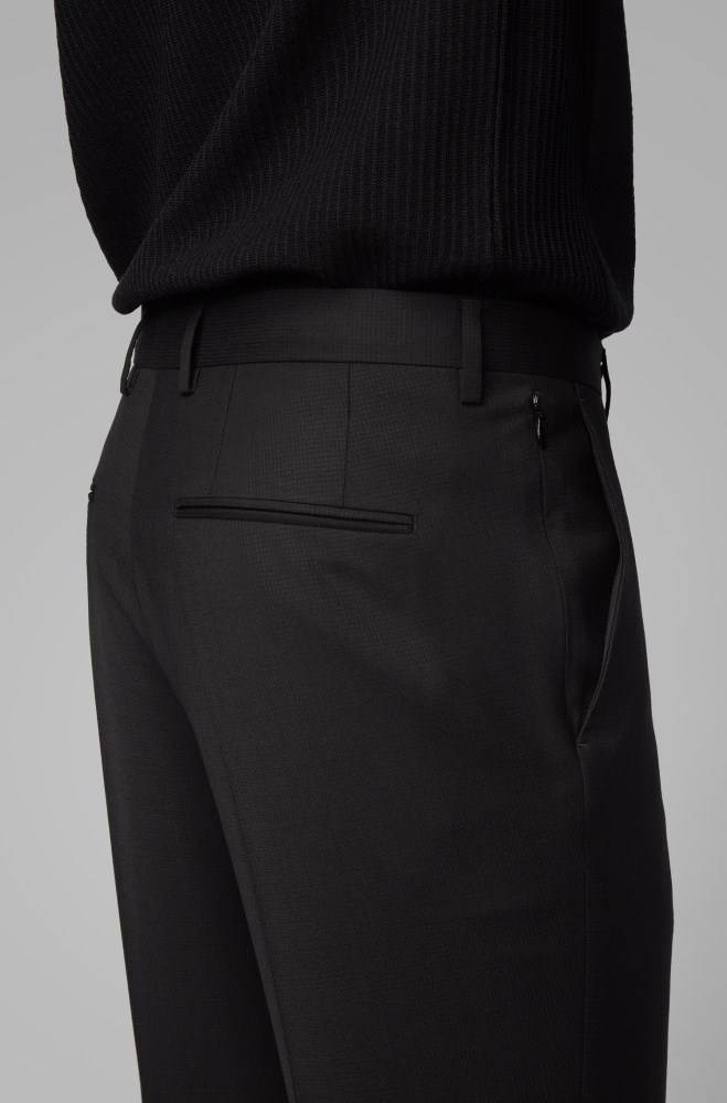 Hugo Boss Micro-patterned slim-fit suit Svarte | VeBFeRvP