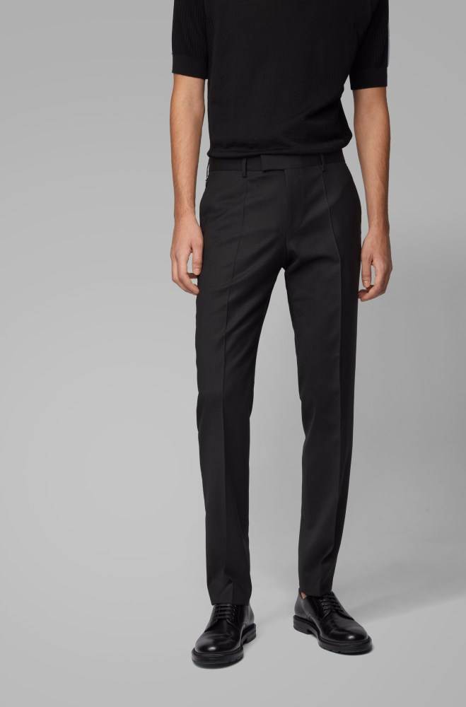 Hugo Boss Micro-patterned slim-fit suit Svarte | VeBFeRvP