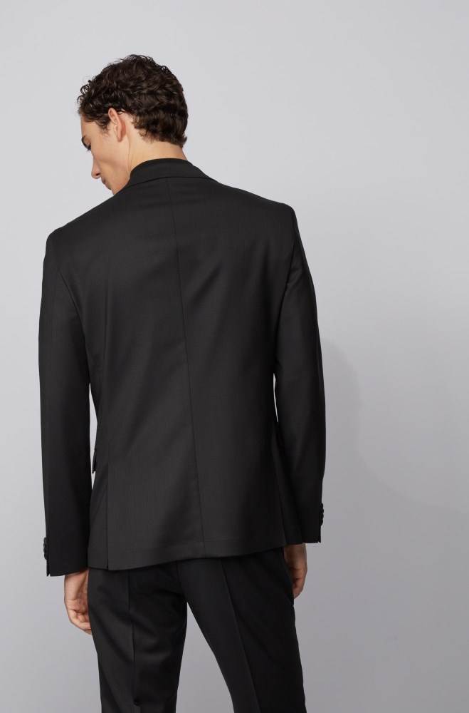 Hugo Boss Micro-patterned slim-fit suit Svarte | VeBFeRvP