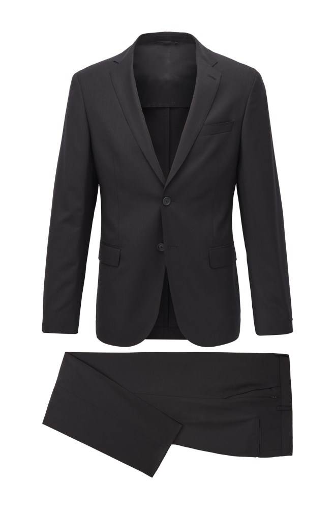 Hugo Boss Micro-patterned slim-fit suit Svarte | VeBFeRvP