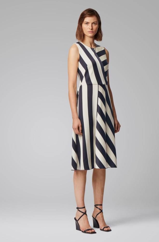 Hugo Boss Midi-length block-stripe dress Patterned | GHmsPmPr