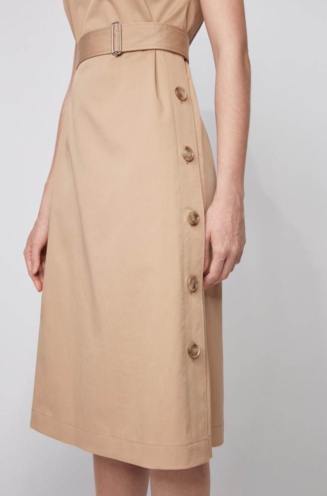 Hugo Boss Midi-length dress Beige | TZy5Z6BK