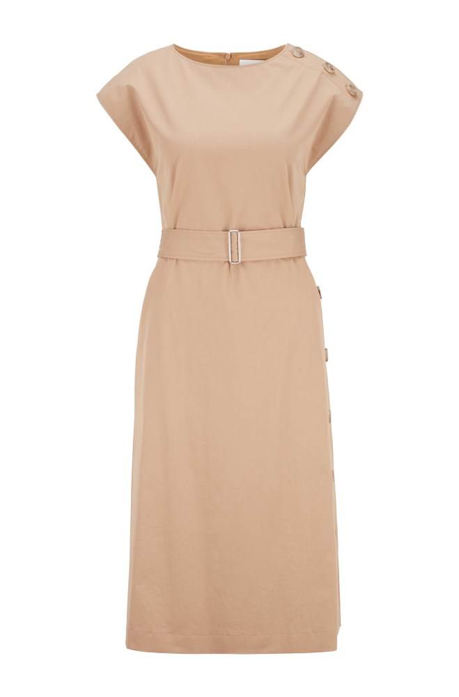 Hugo Boss Midi-length dress Beige | TZy5Z6BK