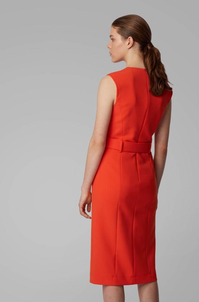 Hugo Boss Midi-length dress Oransje | XdPH1LGu